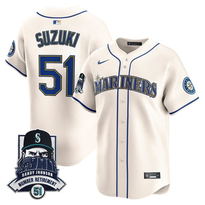 Seattle Mariners Hall-of-Famer Randy Johnson Patch Vapor Premier Limited Jersey - All Stitched