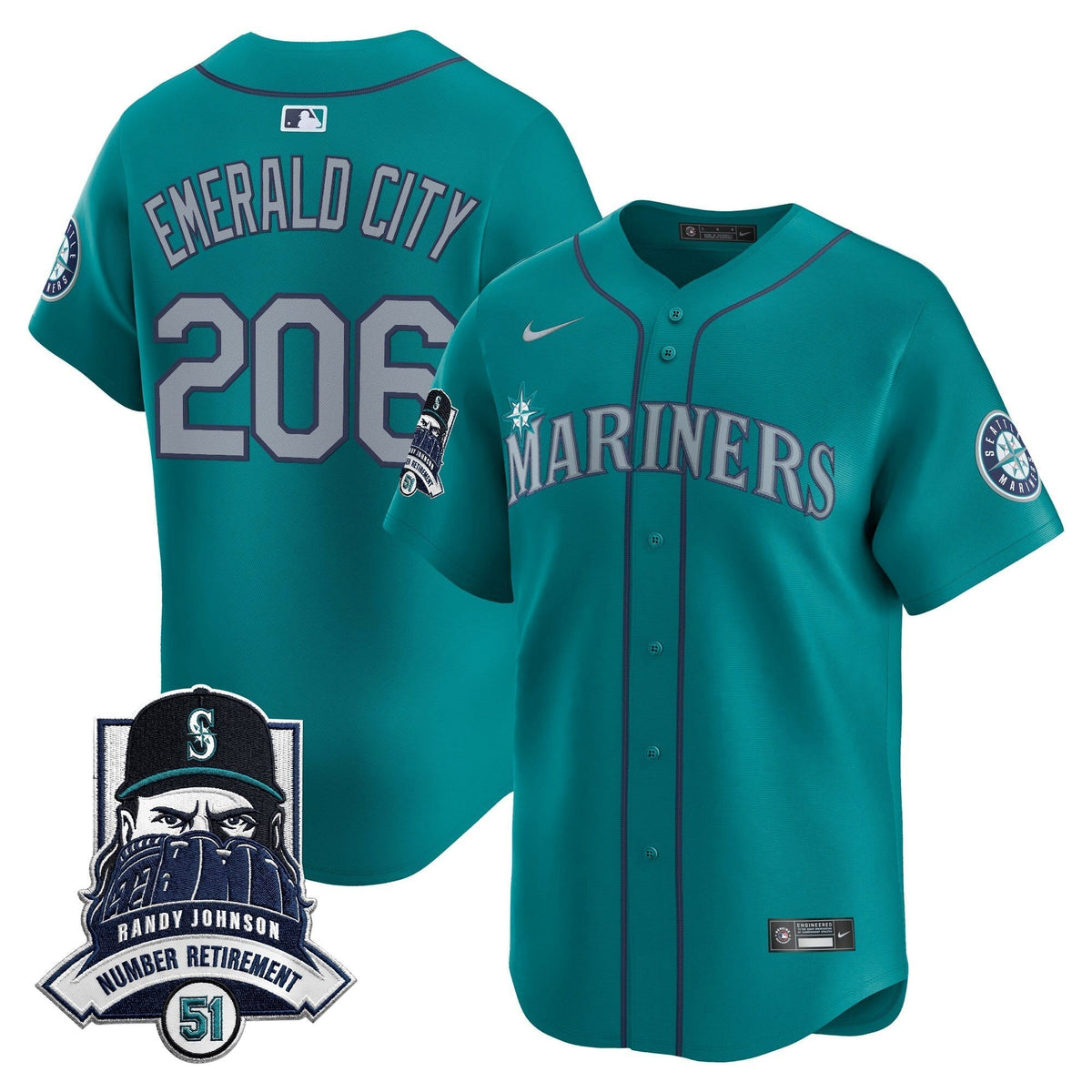 Seattle Mariners Hall-of-Famer Randy Johnson Patch Vapor Premier Limited Jersey - All Stitched