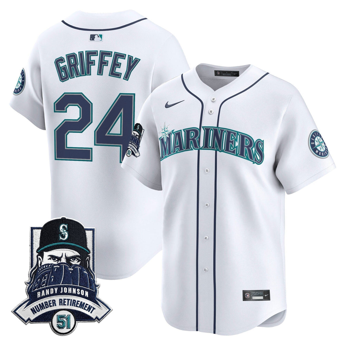 Seattle Mariners Hall-of-Famer Randy Johnson Patch Vapor Premier Limited Jersey - All Stitched
