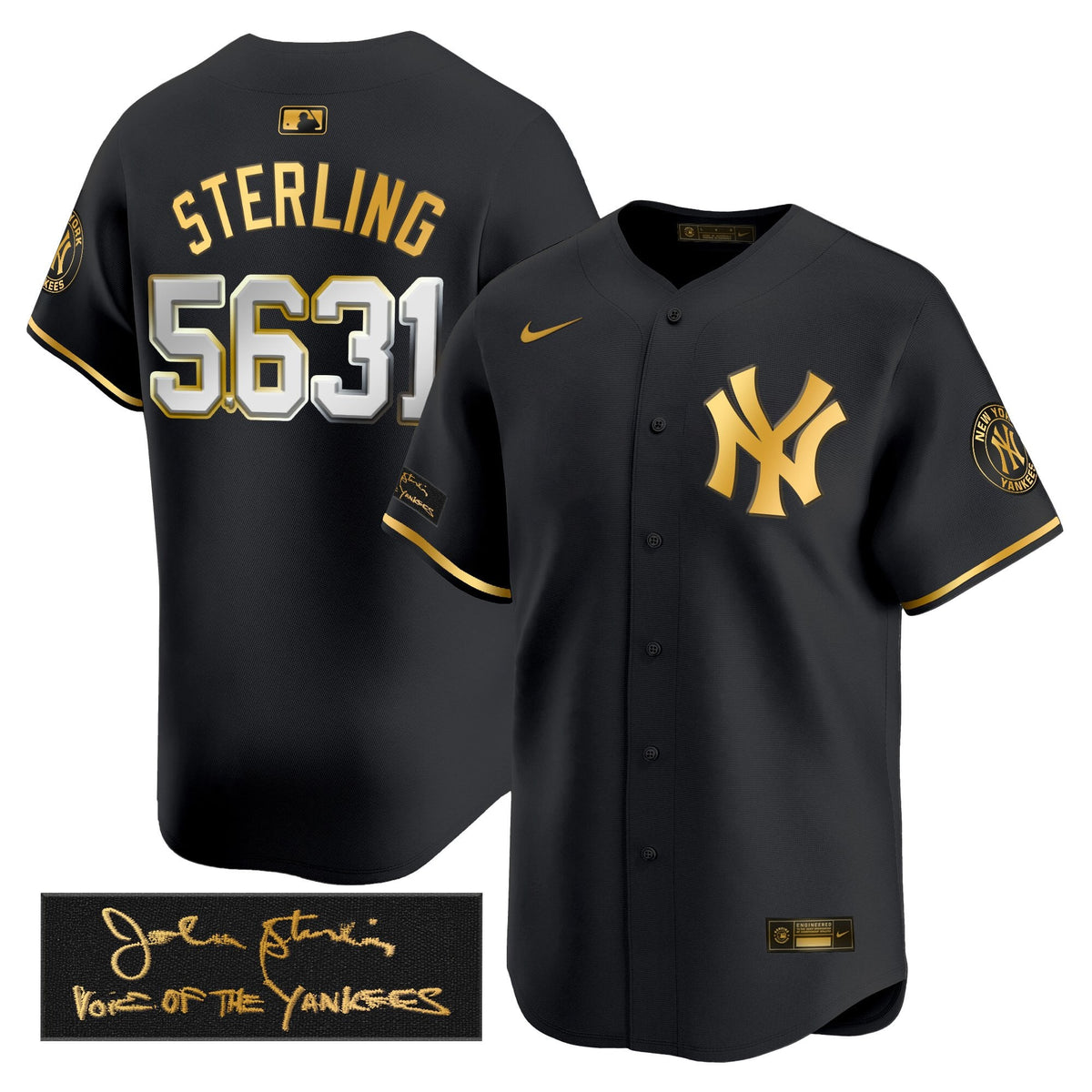 New York Yankees John Sterling "The Voice of the Yankees" Tribute Patch Vapor Premier Limited Jersey - Stitched