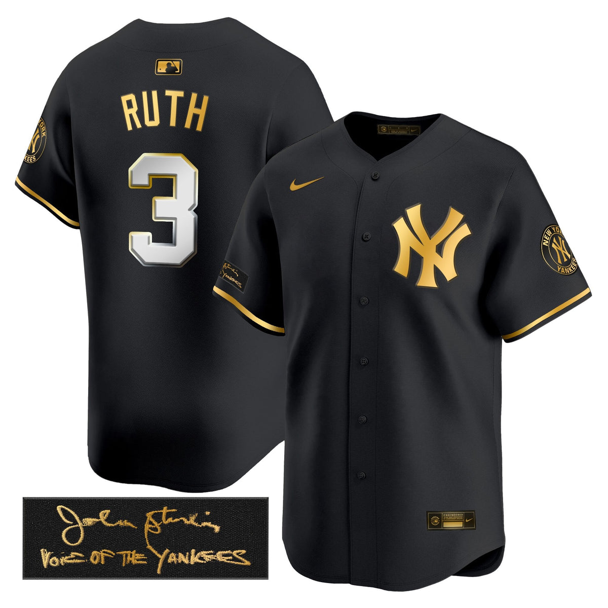 New York Yankees John Sterling "The Voice of the Yankees" Tribute Patch Vapor Premier Limited Jersey - Stitched