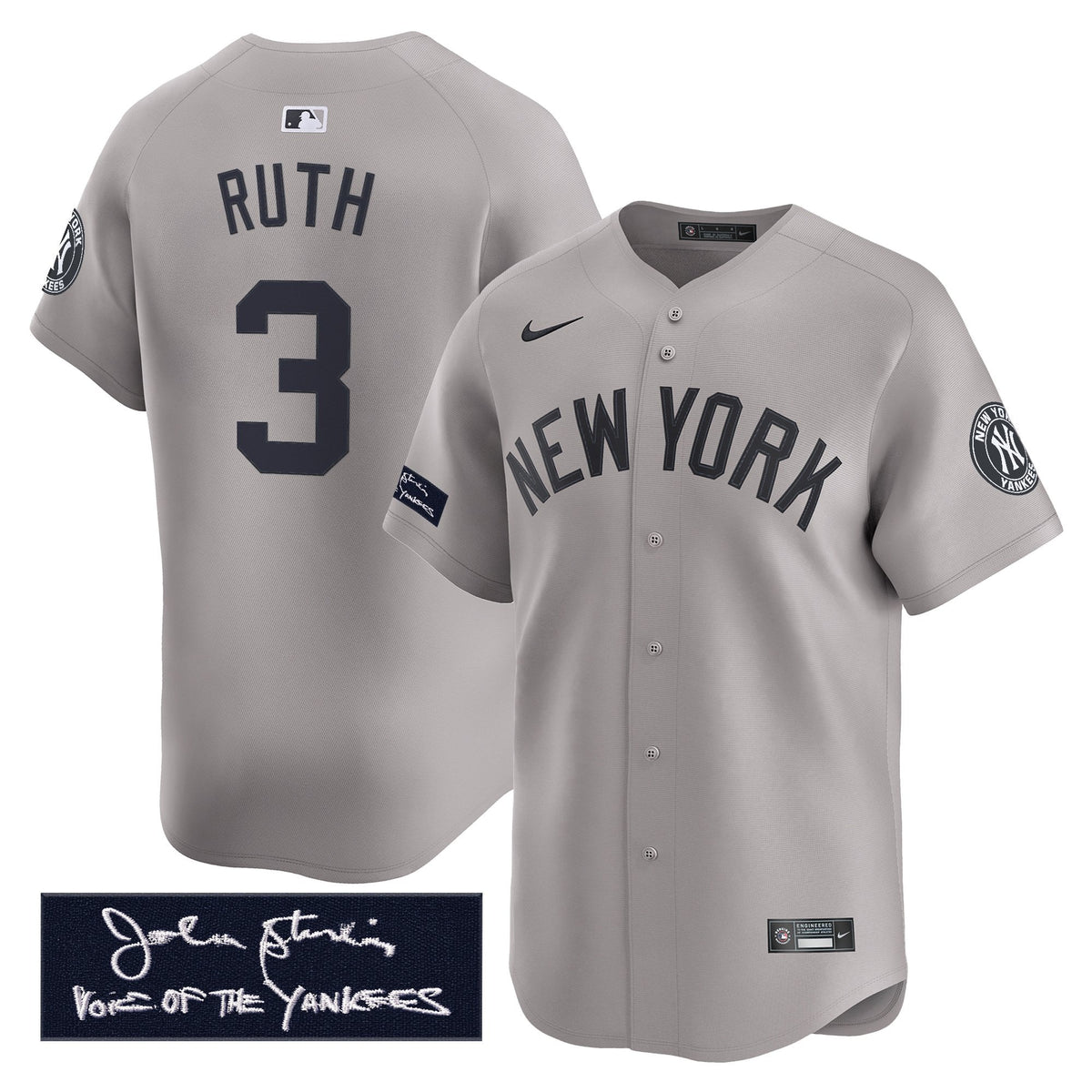 New York Yankees John Sterling "The Voice of the Yankees" Tribute Patch Vapor Premier Limited Jersey - Stitched