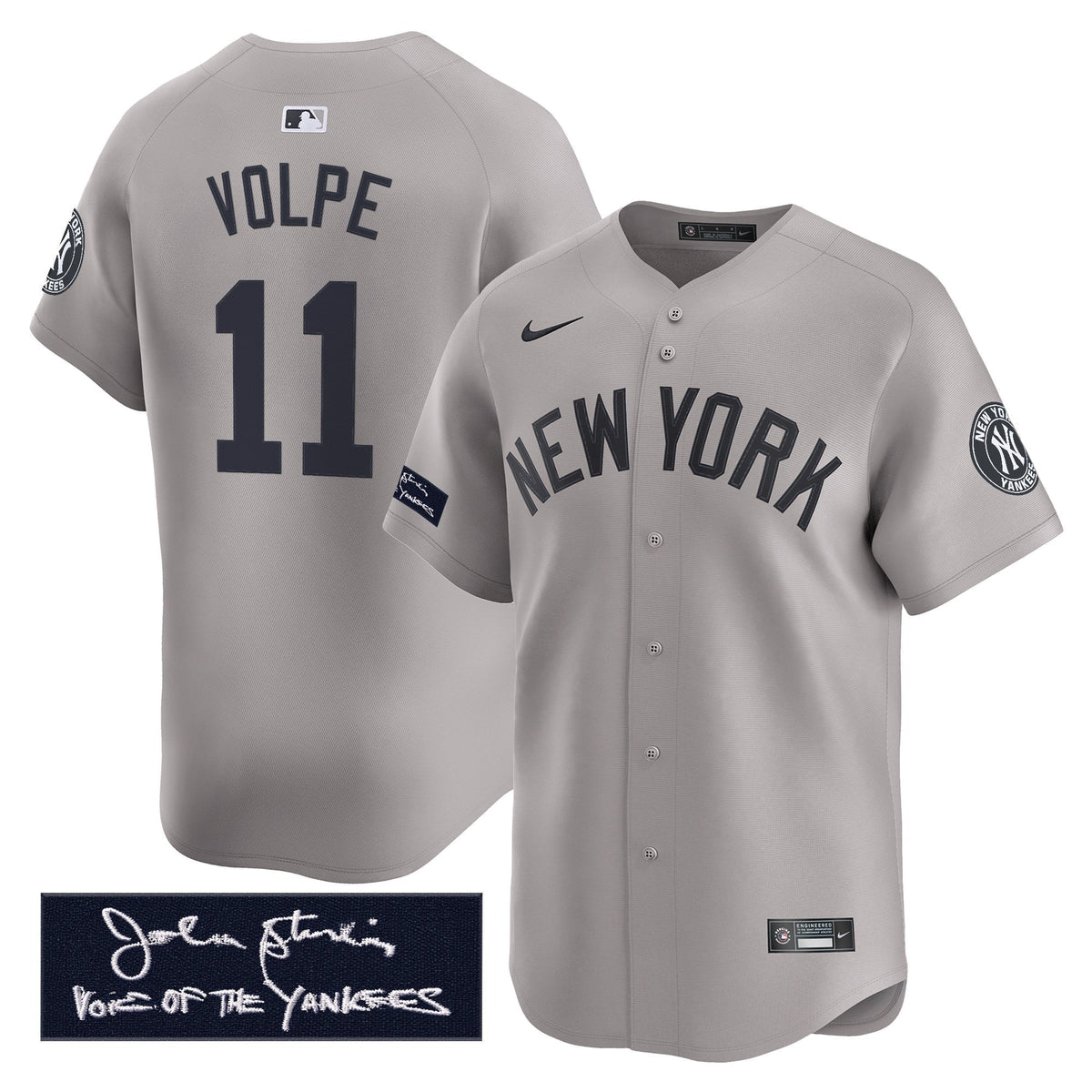 New York Yankees John Sterling "The Voice of the Yankees" Tribute Patch Vapor Premier Limited Jersey - Stitched