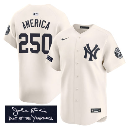 New York Yankees John Sterling "The Voice of the Yankees" Tribute Patch Vapor Premier Limited Jersey - Stitched