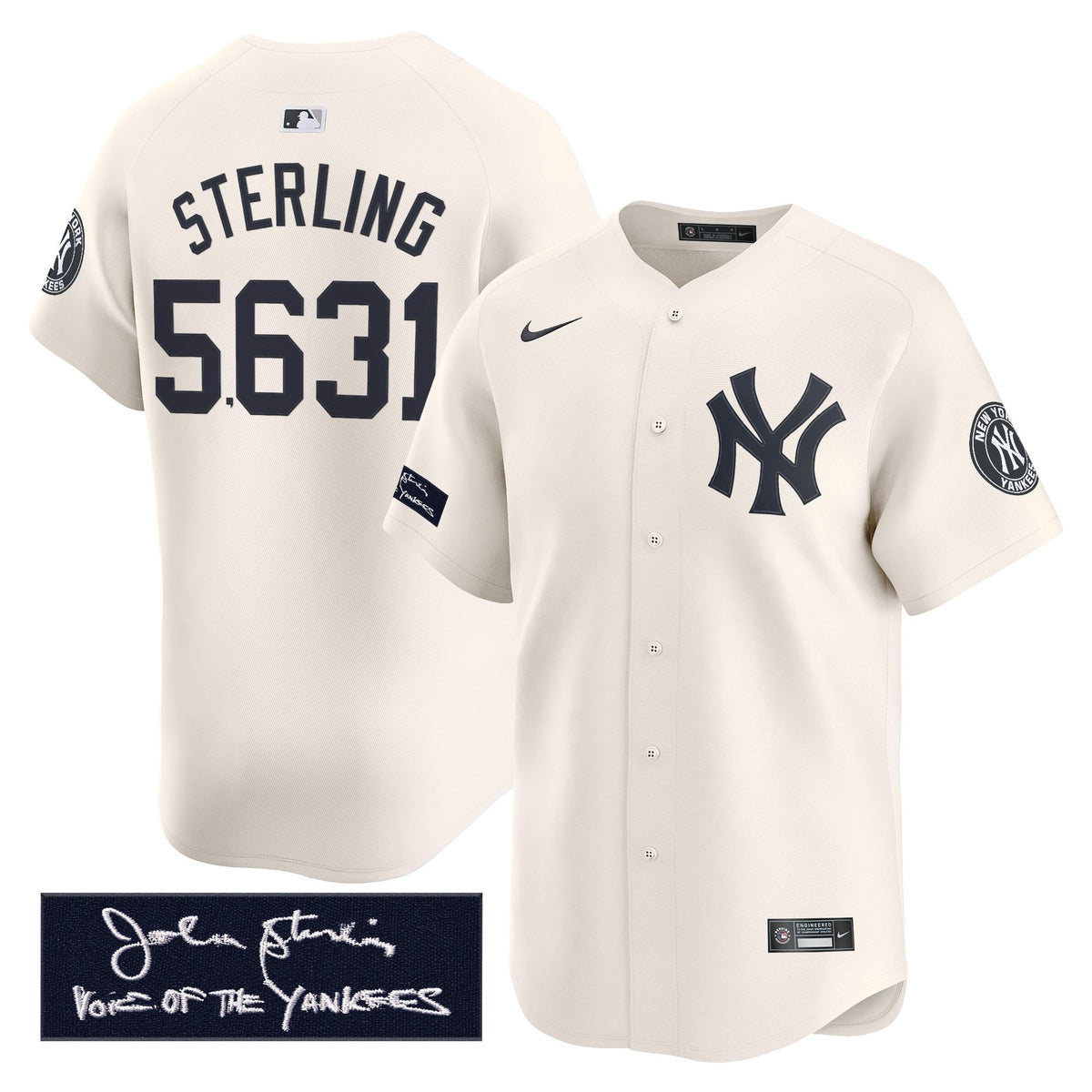 New York Yankees John Sterling "The Voice of the Yankees" Tribute Patch Vapor Premier Limited Jersey - Stitched