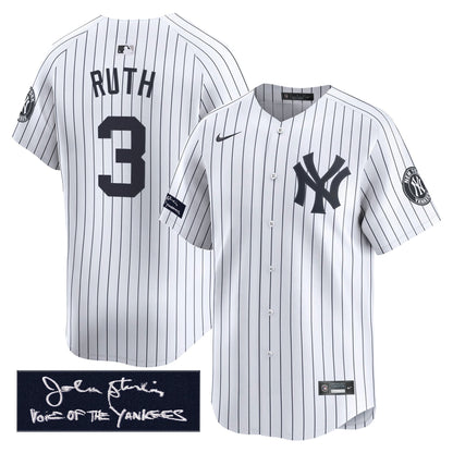New York Yankees John Sterling "The Voice of the Yankees" Tribute Patch Vapor Premier Limited Jersey - Stitched