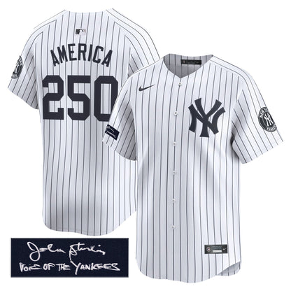 New York Yankees John Sterling "The Voice of the Yankees" Tribute Patch Vapor Premier Limited Jersey - Stitched