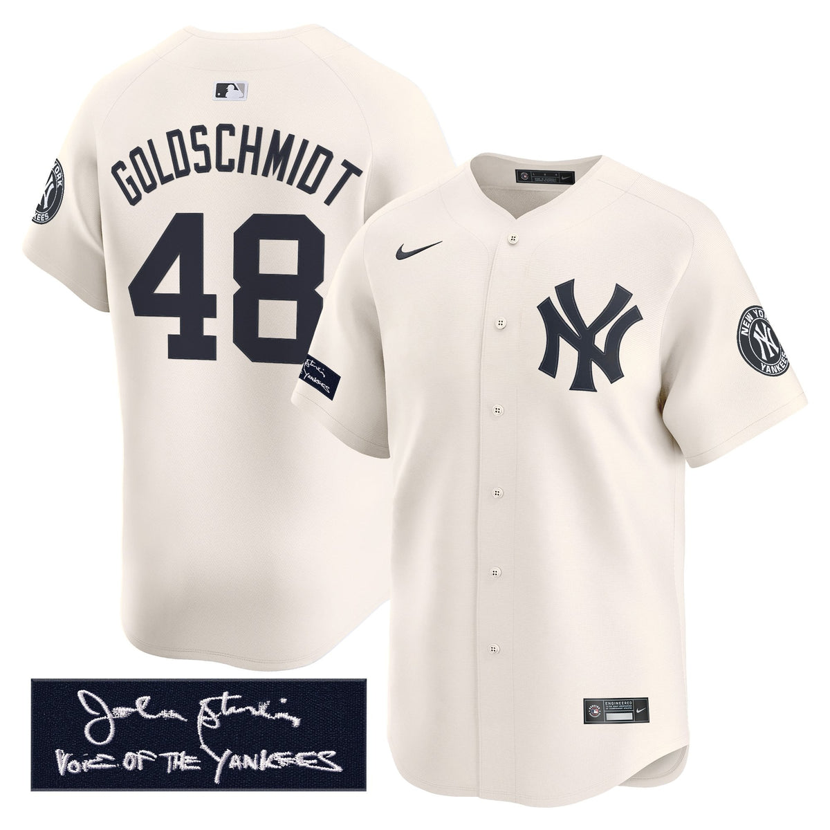 New York Yankees John Sterling "The Voice of the Yankees" Tribute Patch Vapor Premier Limited Jersey - Stitched