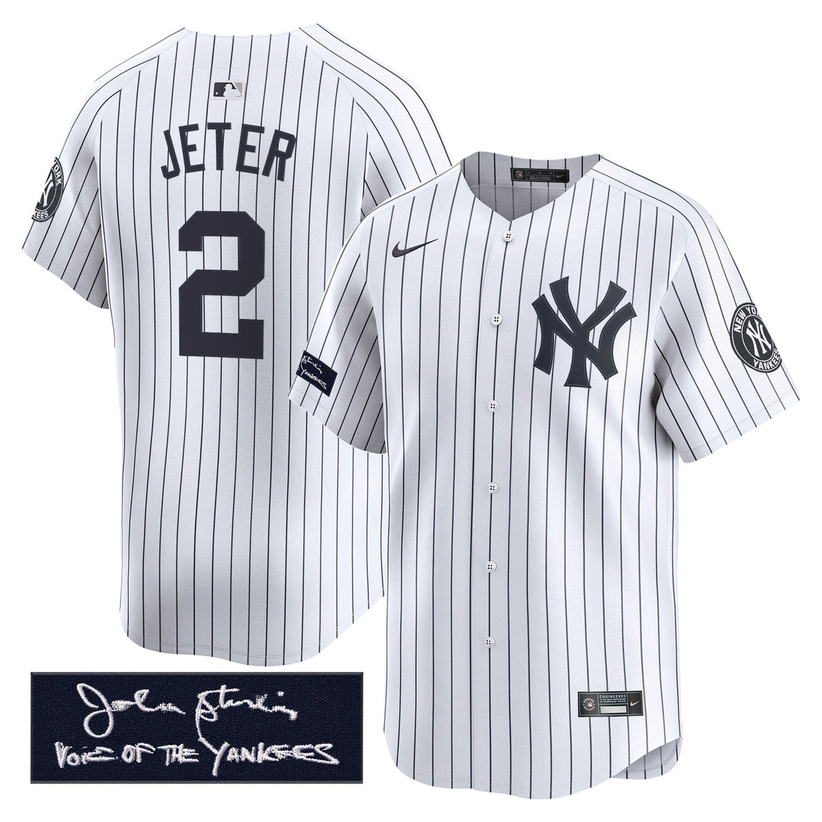 New York Yankees John Sterling "The Voice of the Yankees" Tribute Patch Vapor Premier Limited Jersey - Stitched