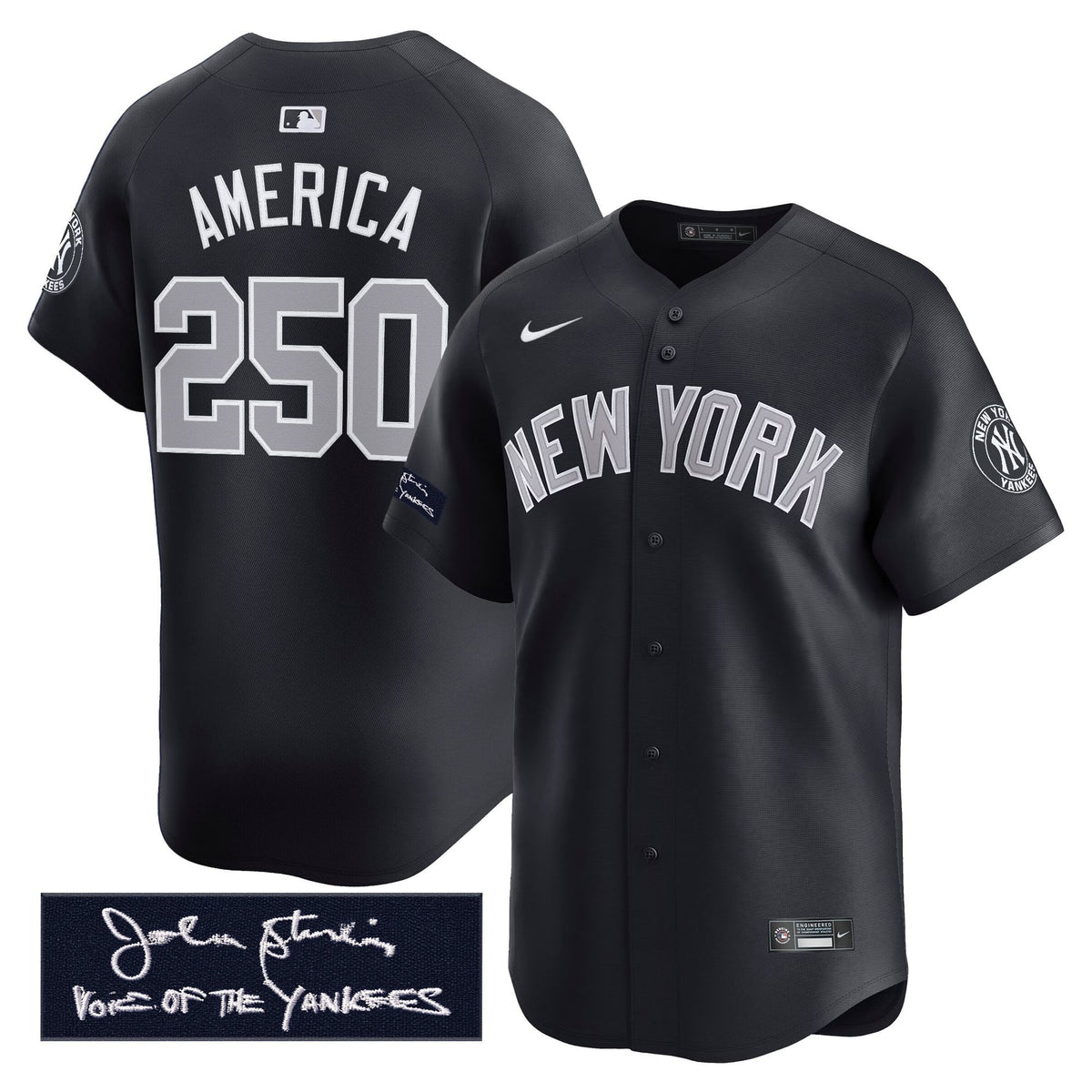 New York Yankees John Sterling "The Voice of the Yankees" Tribute Patch Vapor Premier Limited Jersey - Stitched