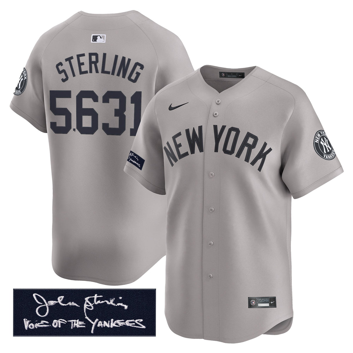 New York Yankees John Sterling "The Voice of the Yankees" Tribute Patch Vapor Premier Limited Jersey - Stitched