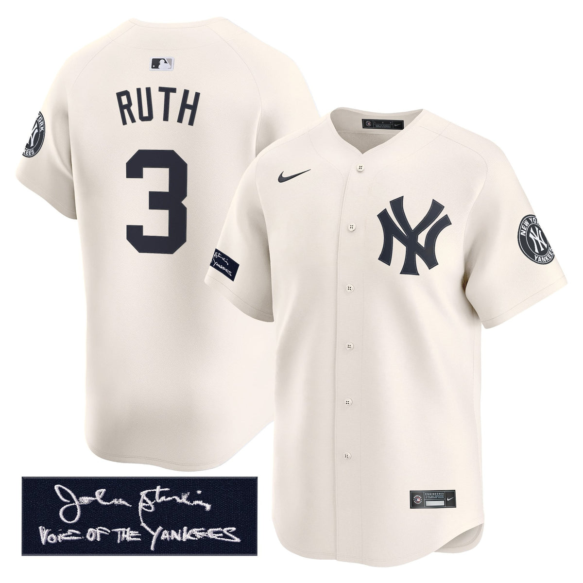 New York Yankees John Sterling "The Voice of the Yankees" Tribute Patch Vapor Premier Limited Jersey - Stitched