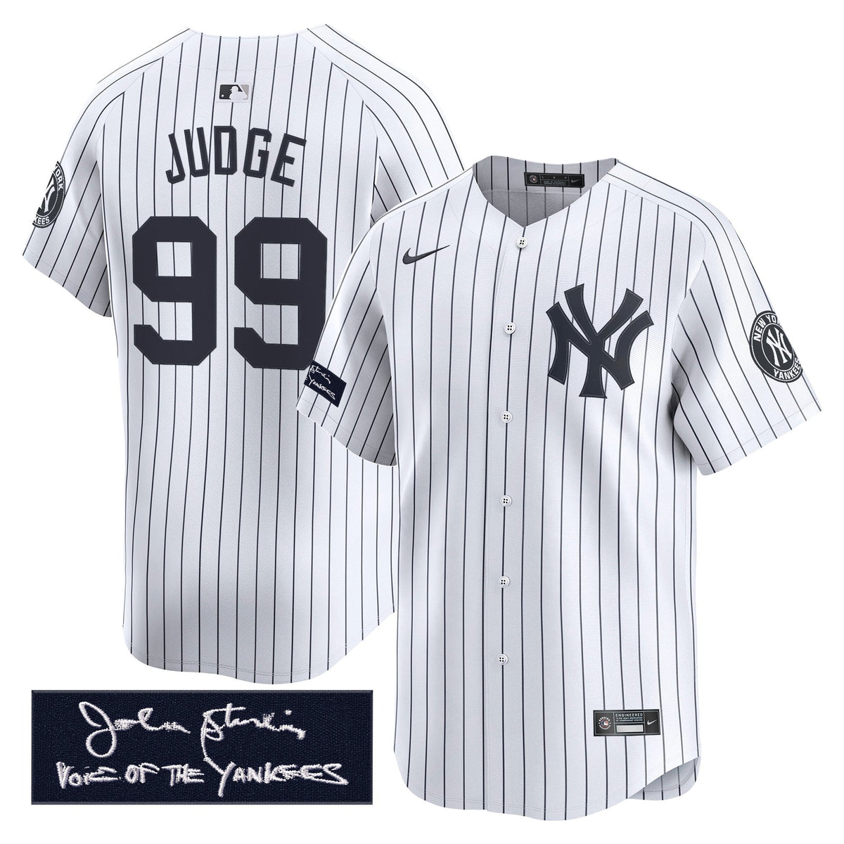 New York Yankees John Sterling "The Voice of the Yankees" Tribute Patch Vapor Premier Limited Jersey - Stitched