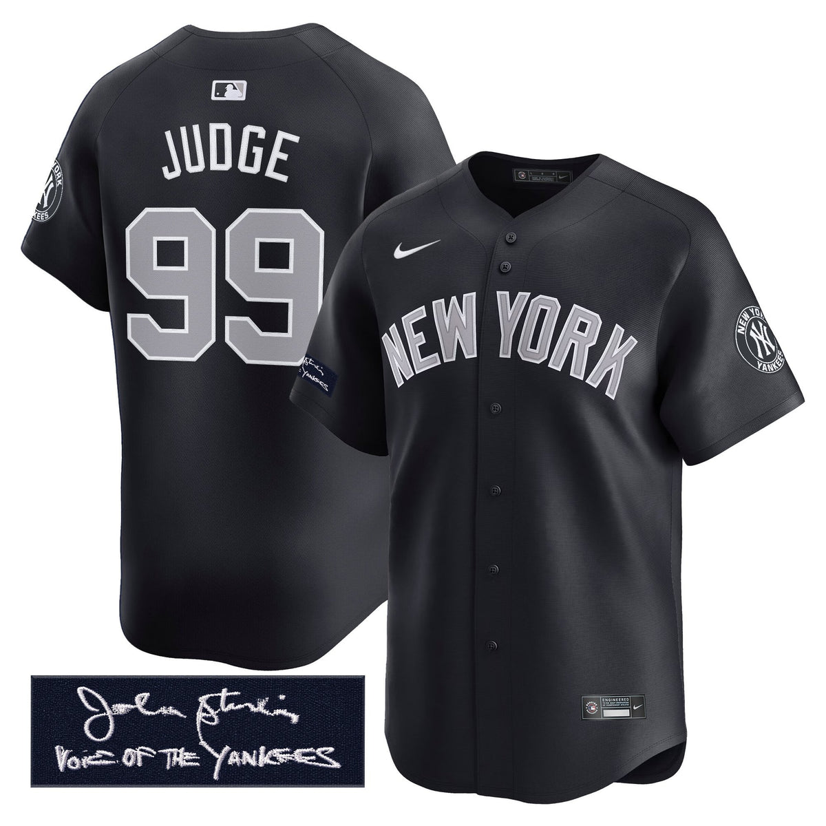 New York Yankees John Sterling "The Voice of the Yankees" Tribute Patch Vapor Premier Limited Jersey - Stitched