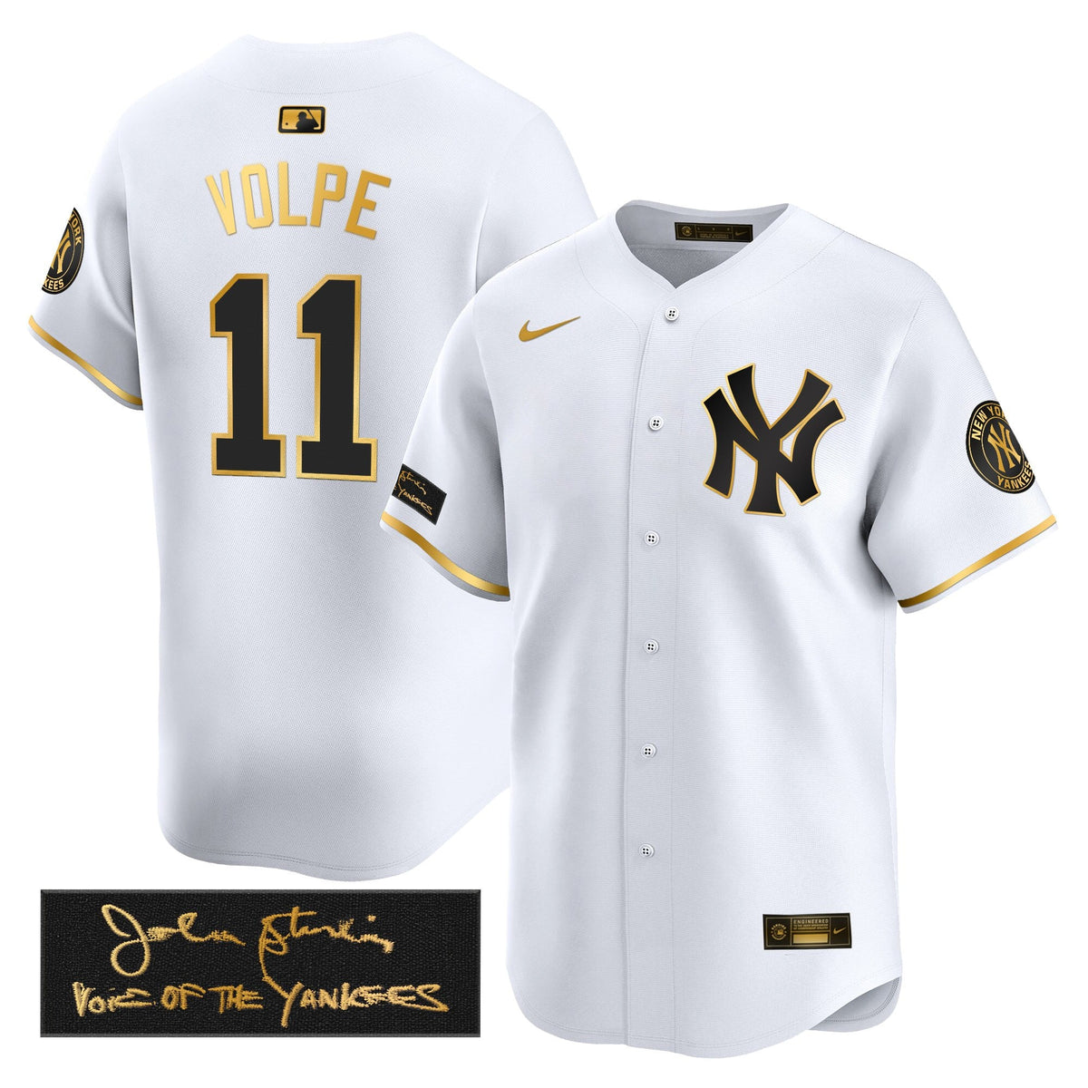 New York Yankees John Sterling "The Voice of the Yankees" Tribute Patch Vapor Premier Limited Jersey - Stitched