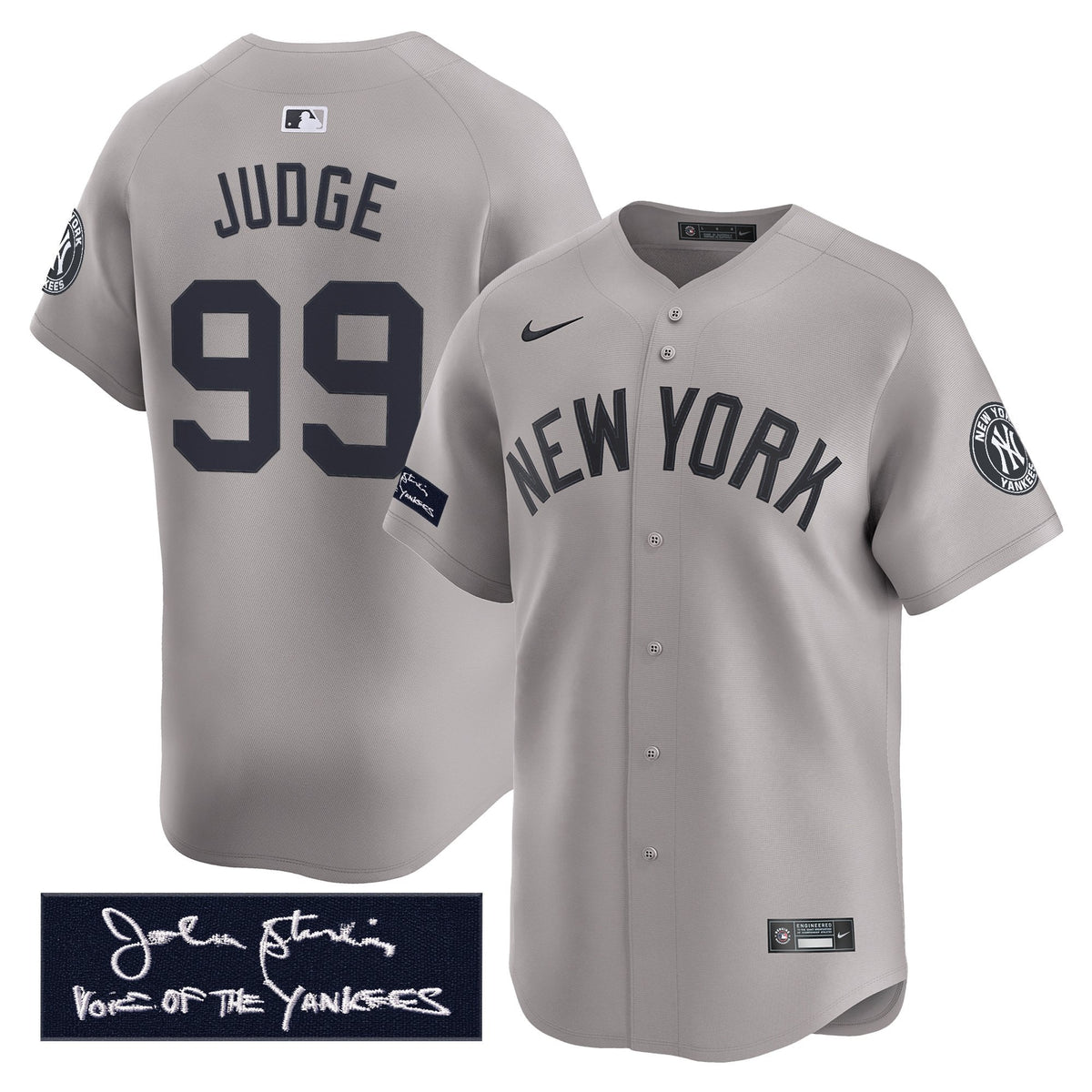 New York Yankees John Sterling "The Voice of the Yankees" Tribute Patch Vapor Premier Limited Jersey - Stitched