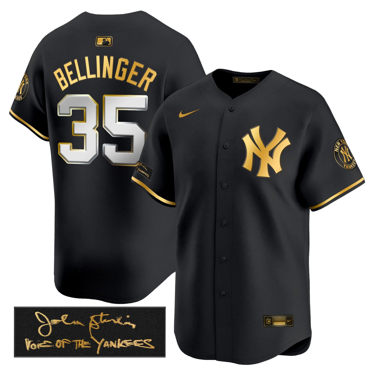 New York Yankees John Sterling "The Voice of the Yankees" Tribute Patch Vapor Premier Limited Jersey - Stitched