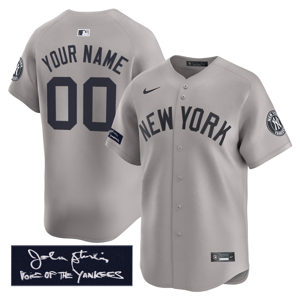 New York Yankees John Sterling "The Voice of the Yankees" Tribute Patch Vapor Premier Limited Custom Jersey - Stitched