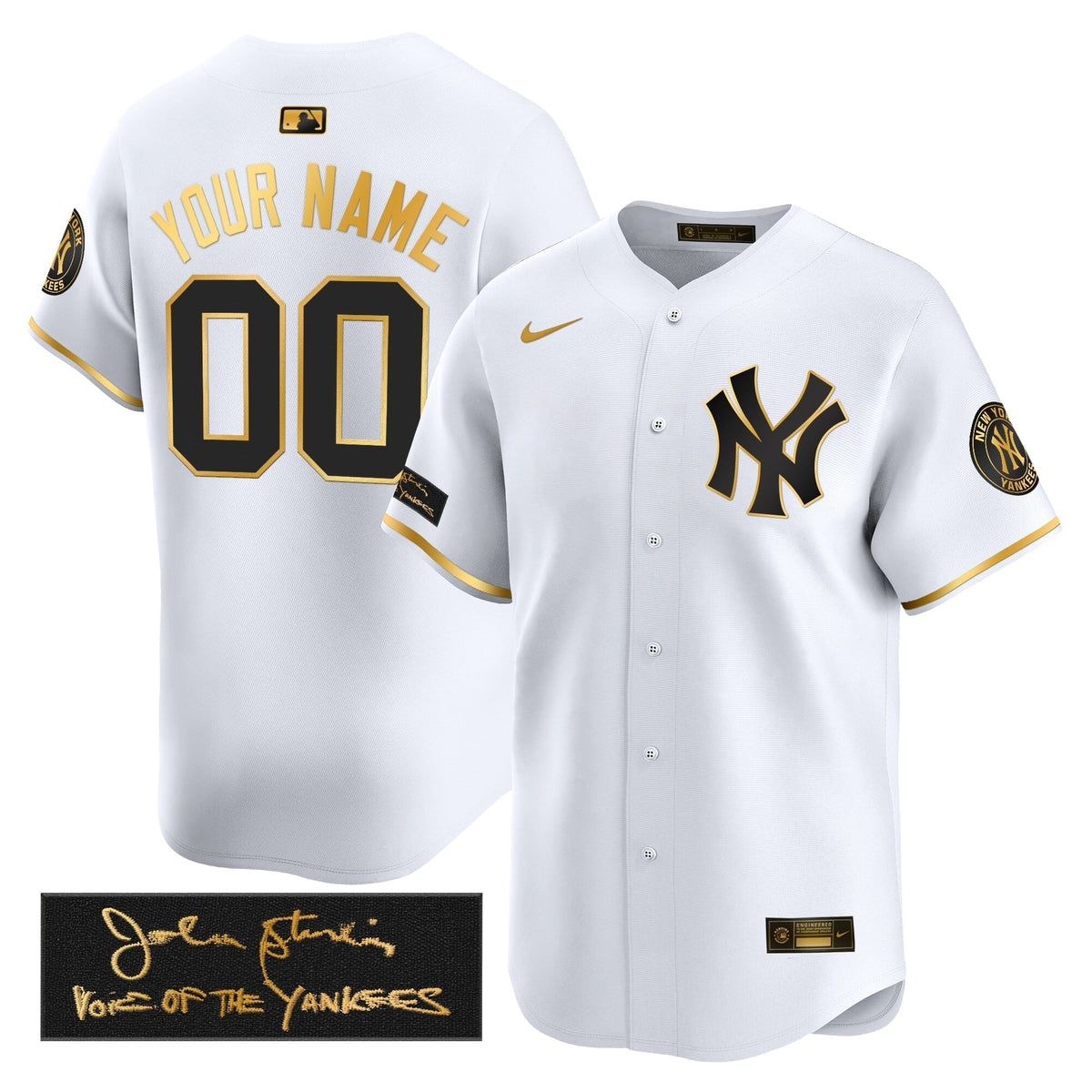 New York Yankees John Sterling "The Voice of the Yankees" Tribute Patch Vapor Premier Limited Custom Jersey - Stitched