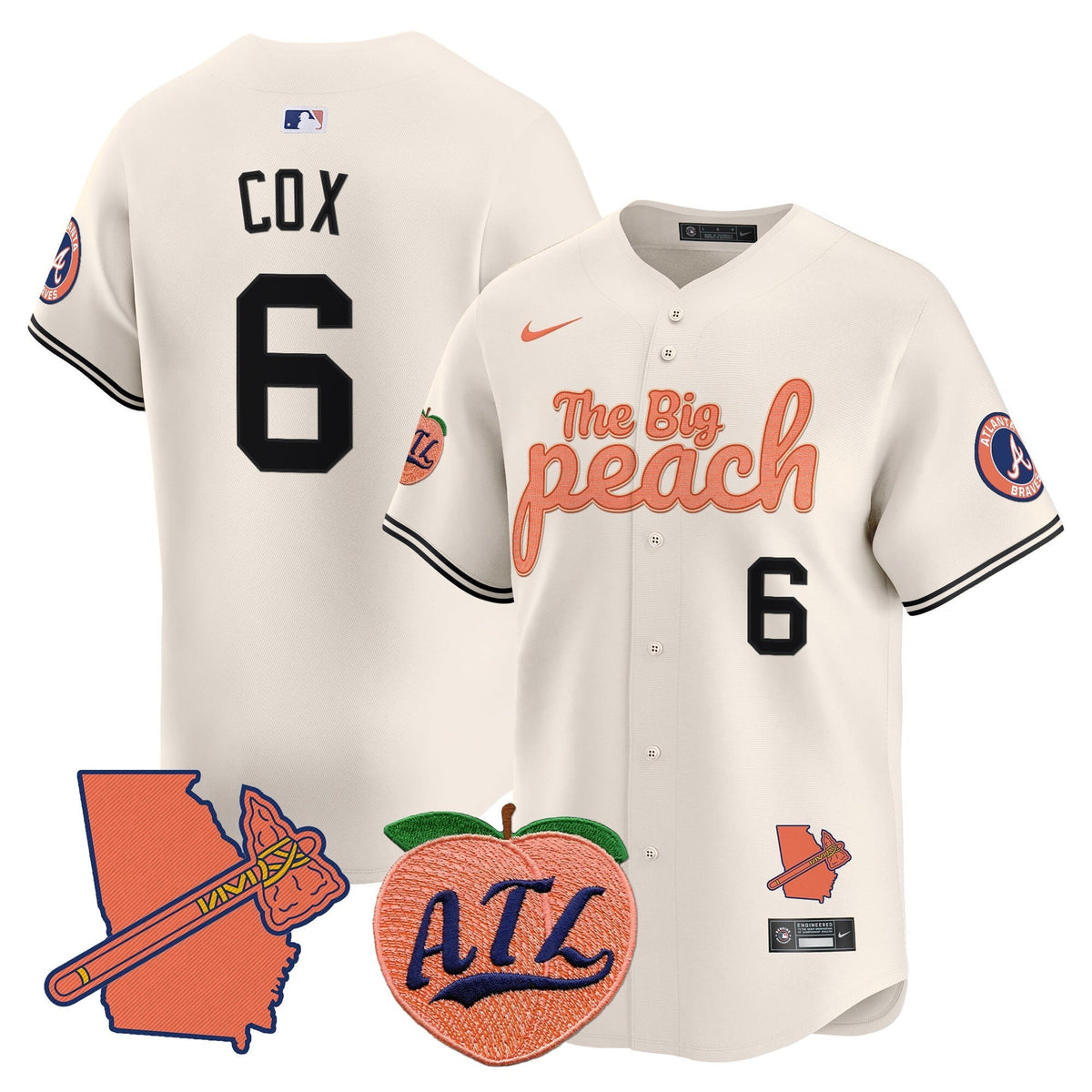  Atlanta Braves The Big Peach Vapor Premier Limited Jersey - All Stitched