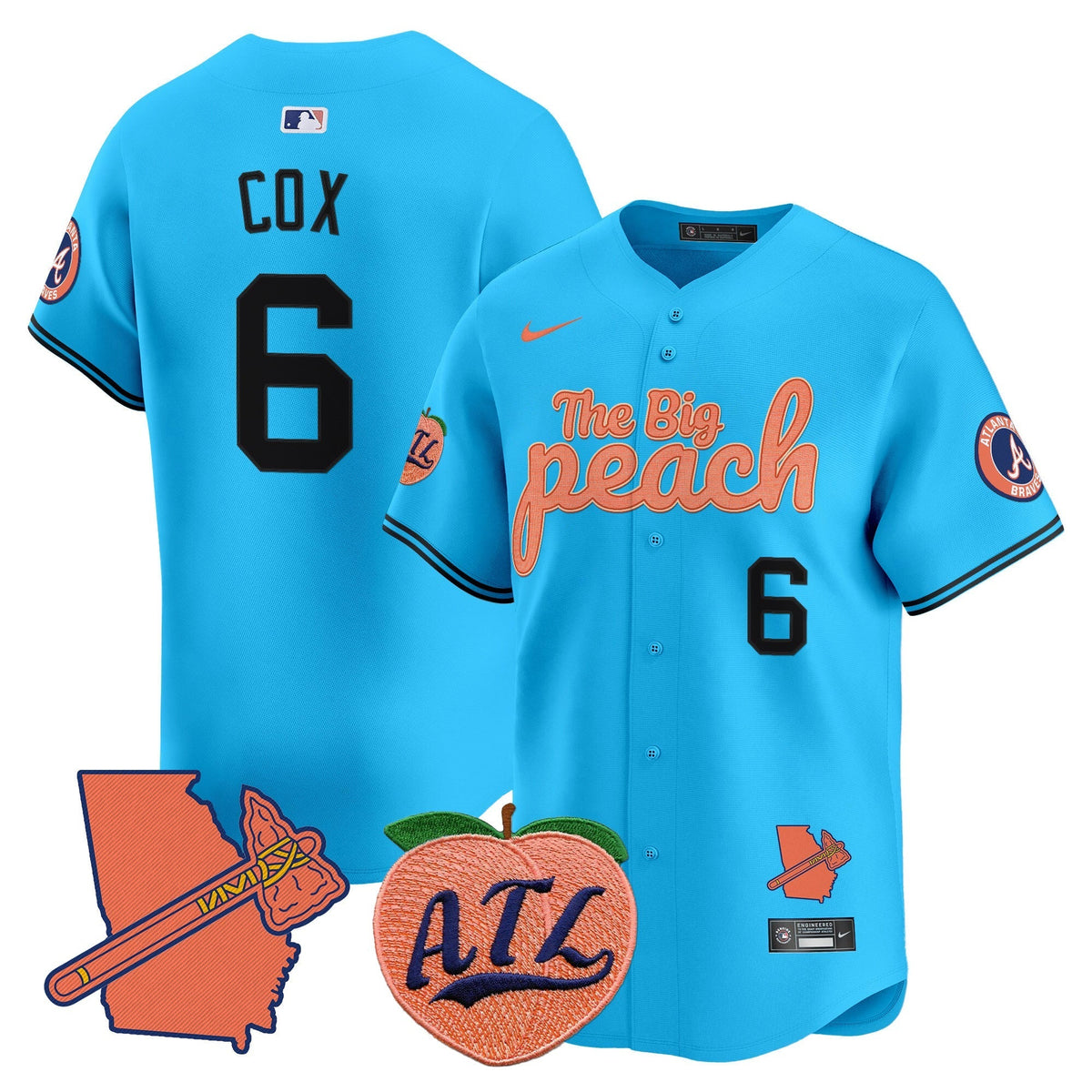  Atlanta Braves The Big Peach Vapor Premier Limited Jersey - All Stitched