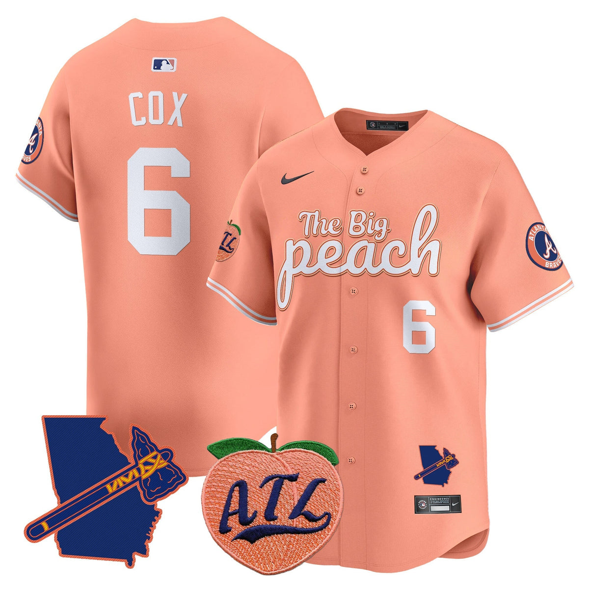  Atlanta Braves The Big Peach Vapor Premier Limited Jersey - All Stitched