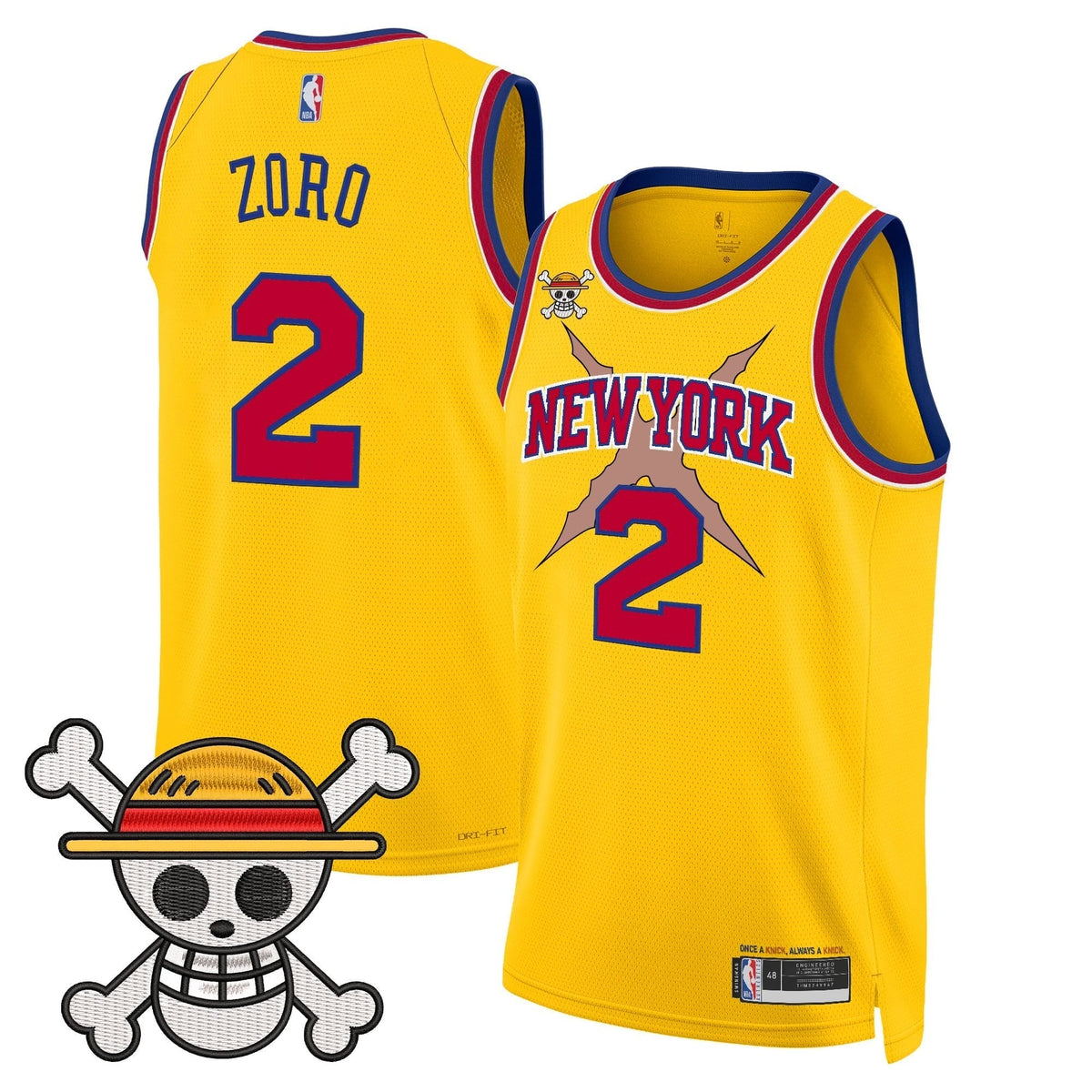 New York Knicks x One Piece Swingman Jersey- Stitched