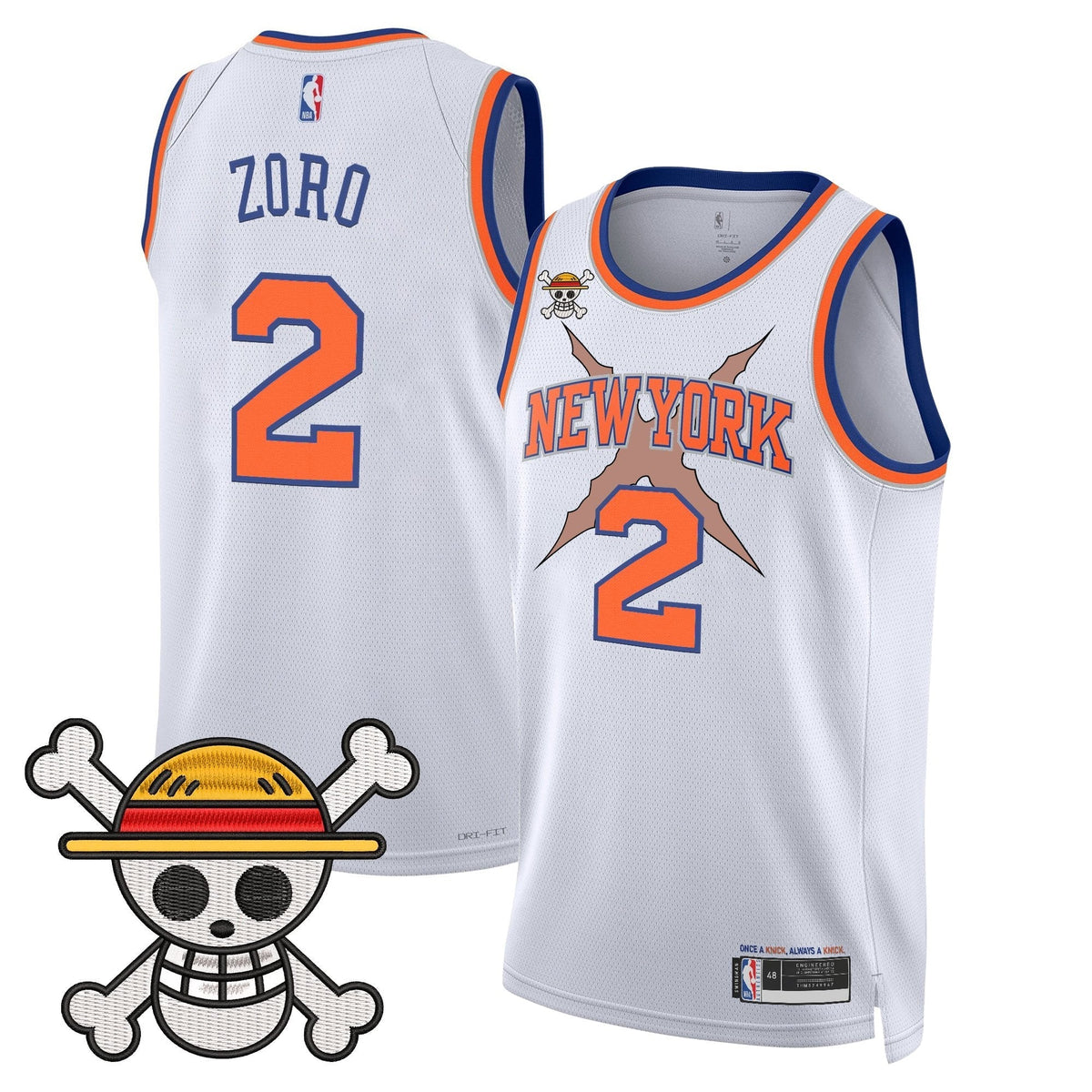 New York Knicks x One Piece Swingman Jersey- Stitched