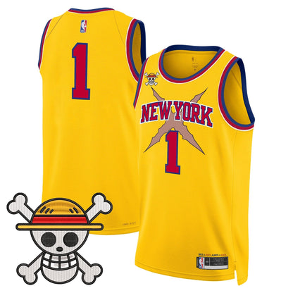 New York Knicks x One Piece Swingman Jersey- Stitched