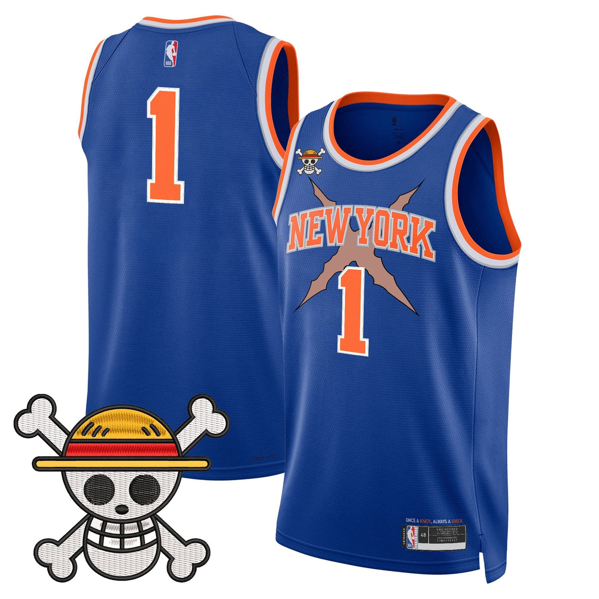 New York Knicks x One Piece Swingman Jersey- Stitched