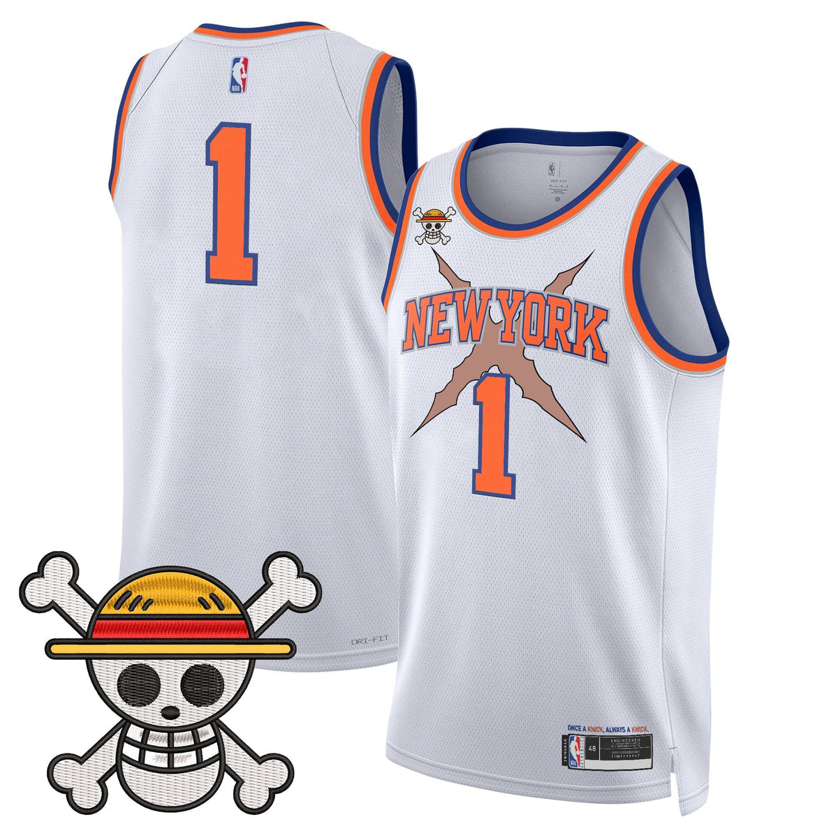 New York Knicks x One Piece Swingman Jersey- Stitched