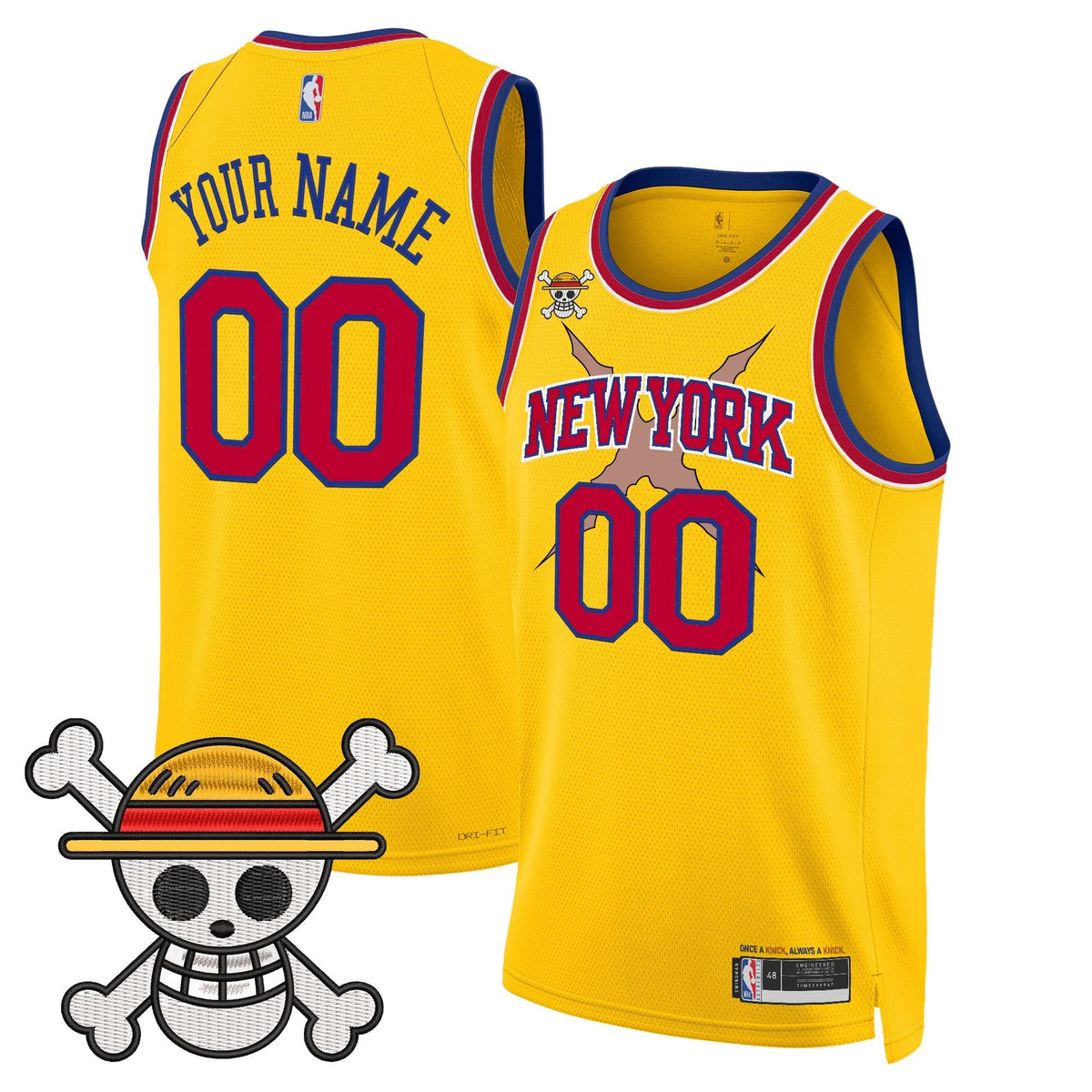 New York Knicks x One Piece Swingman Custom Jersey- Stitched