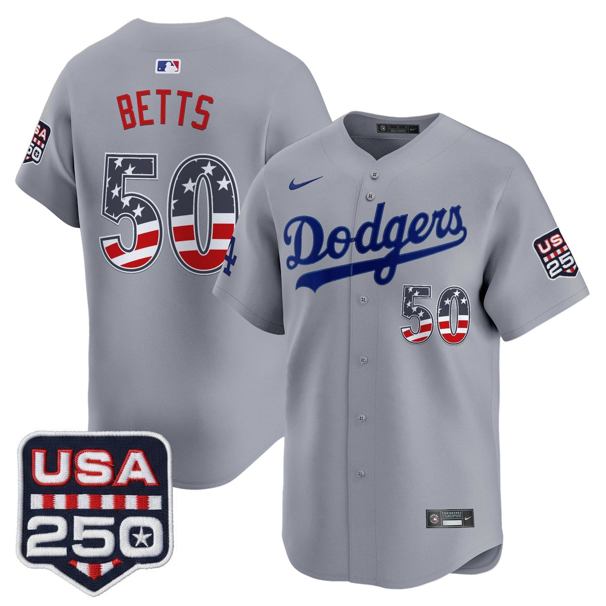 Men's Los Angeles Dodgers USA 250 Fourth of July Vapor Premier Limited Jersey - All Stitched