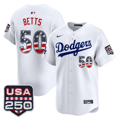 Men's Los Angeles Dodgers USA 250 Fourth of July Vapor Premier Limited Jersey - All Stitched