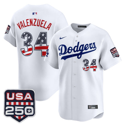 Men's Los Angeles Dodgers USA 250 Fourth of July Vapor Premier Limited Jersey - All Stitched
