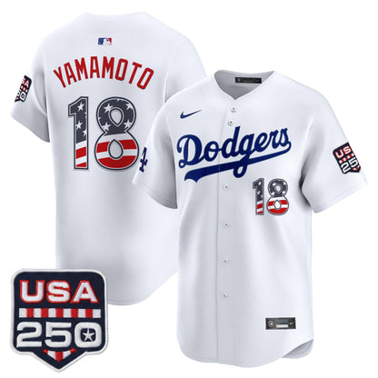 Men's Los Angeles Dodgers USA 250 Fourth of July Vapor Premier Limited Jersey - All Stitched