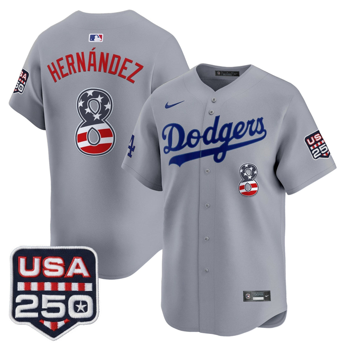 Men's Los Angeles Dodgers USA 250 Fourth of July Vapor Premier Limited Jersey - All Stitched