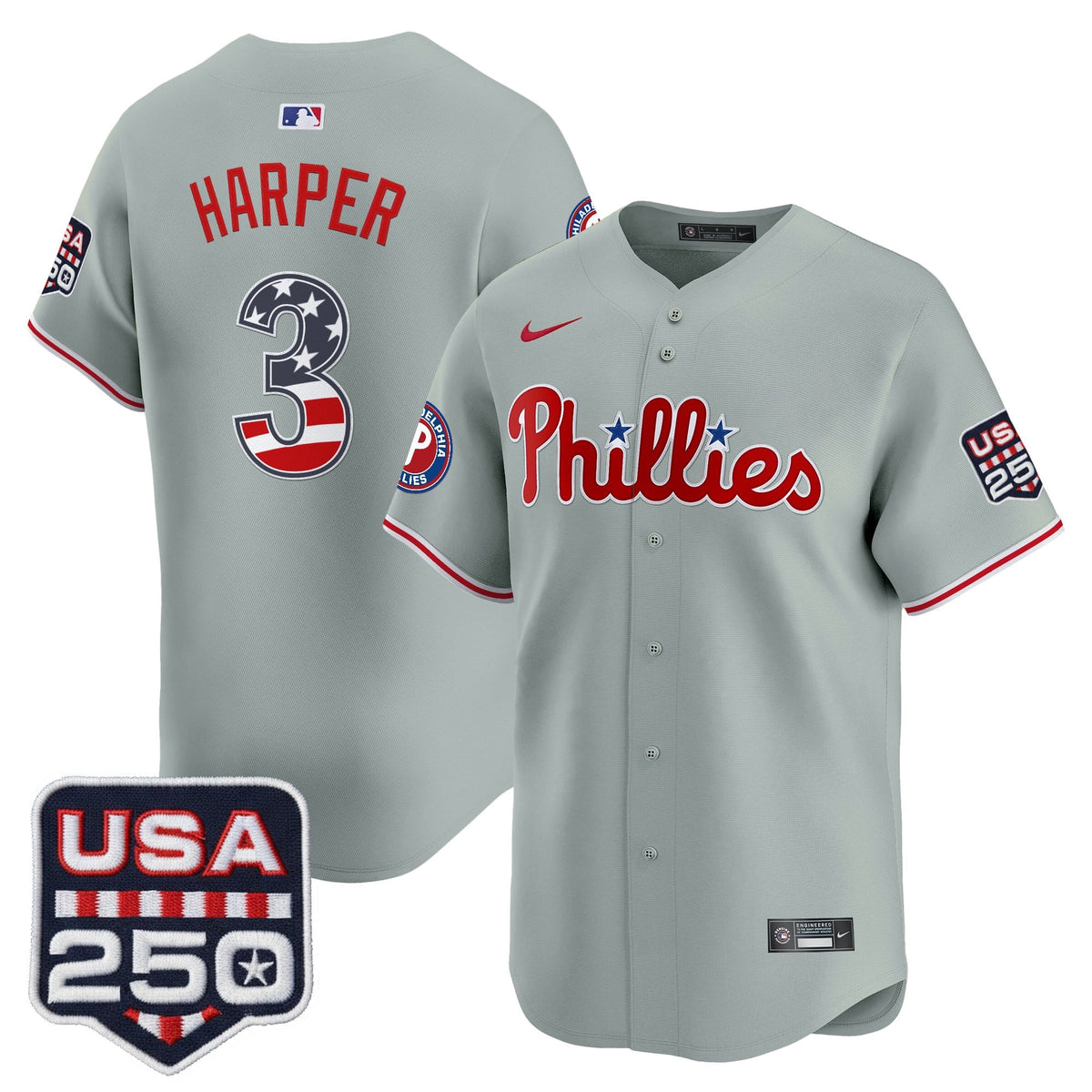Philadelphia Phillies USA 250 Fourth of July Vapor Premier Limited Jersey - All Stitched