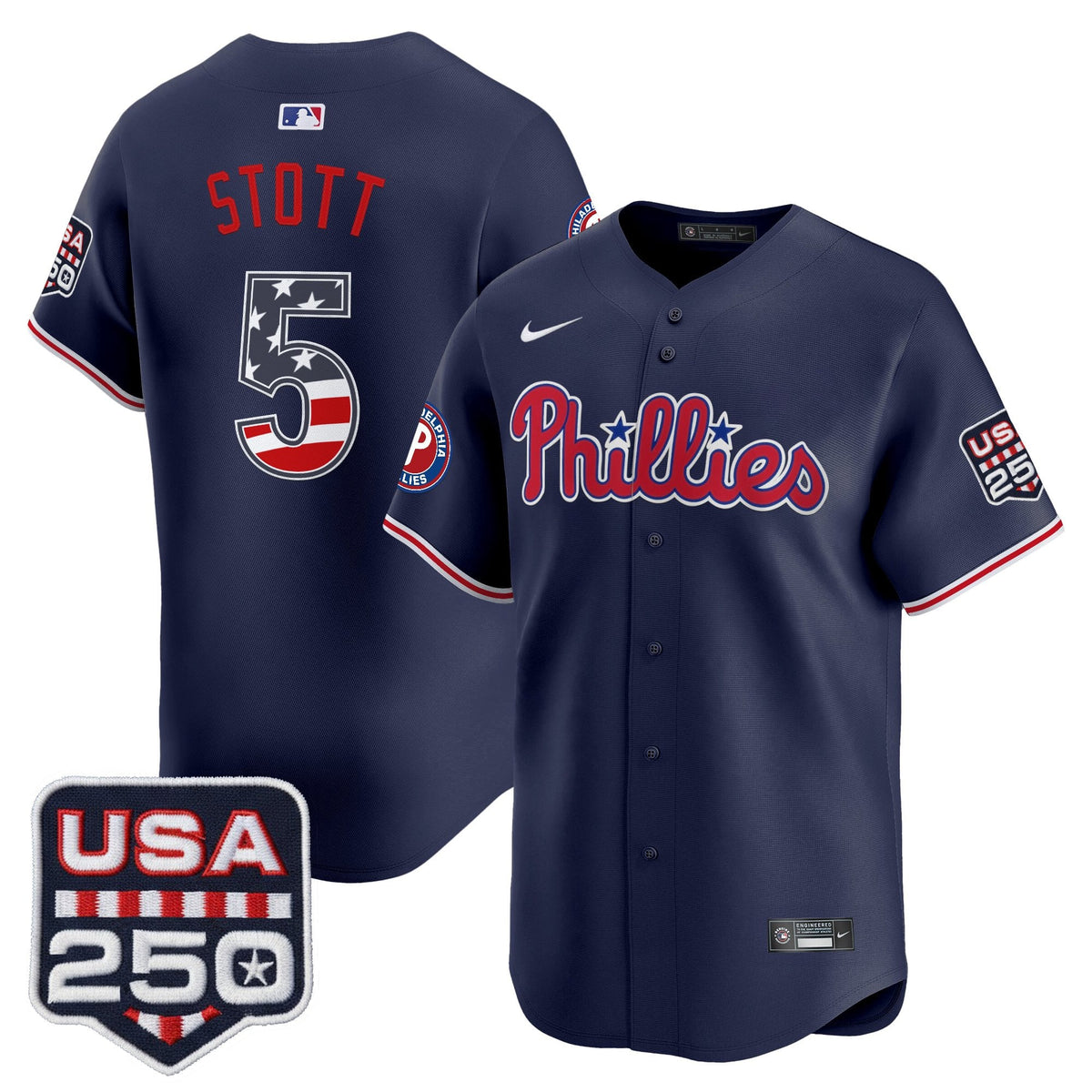 Philadelphia Phillies USA 250 Fourth of July Vapor Premier Limited Jersey - All Stitched