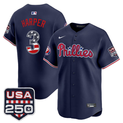 Philadelphia Phillies USA 250 Fourth of July Vapor Premier Limited Jersey - All Stitched