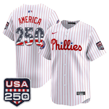 Philadelphia Phillies USA 250 Fourth of July Vapor Premier Limited Jersey - All Stitched