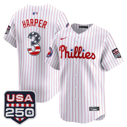 Philadelphia Phillies USA 250 Fourth of July Vapor Premier Limited Jersey - All Stitched