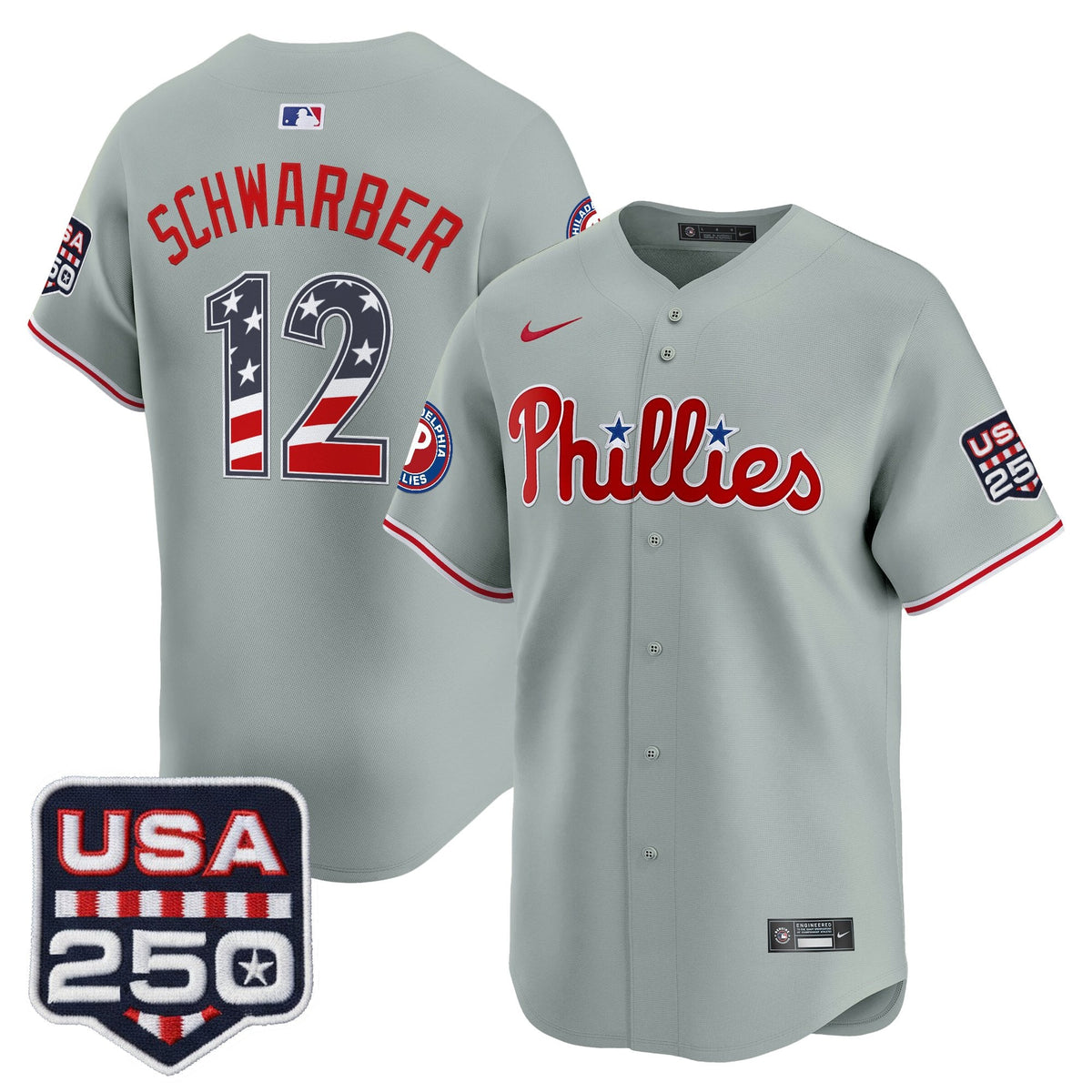 Philadelphia Phillies USA 250 Fourth of July Vapor Premier Limited Jersey - All Stitched