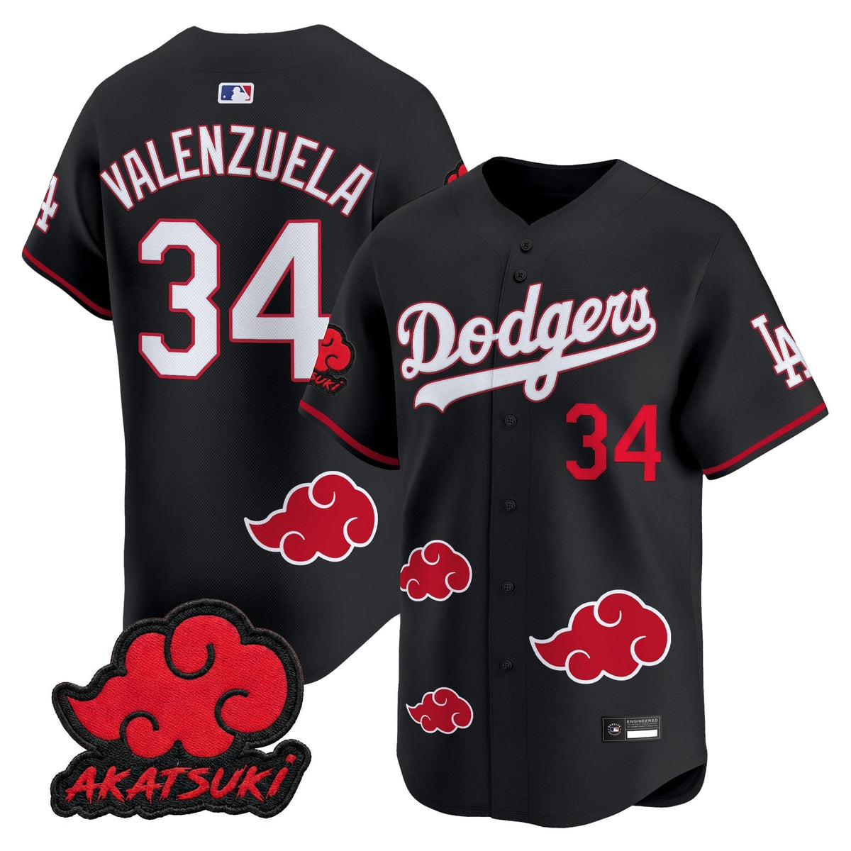 Los Angeles Dodgers x Naruto Akatsuki Edition Vapor Premier Limited Jersey - Stitched