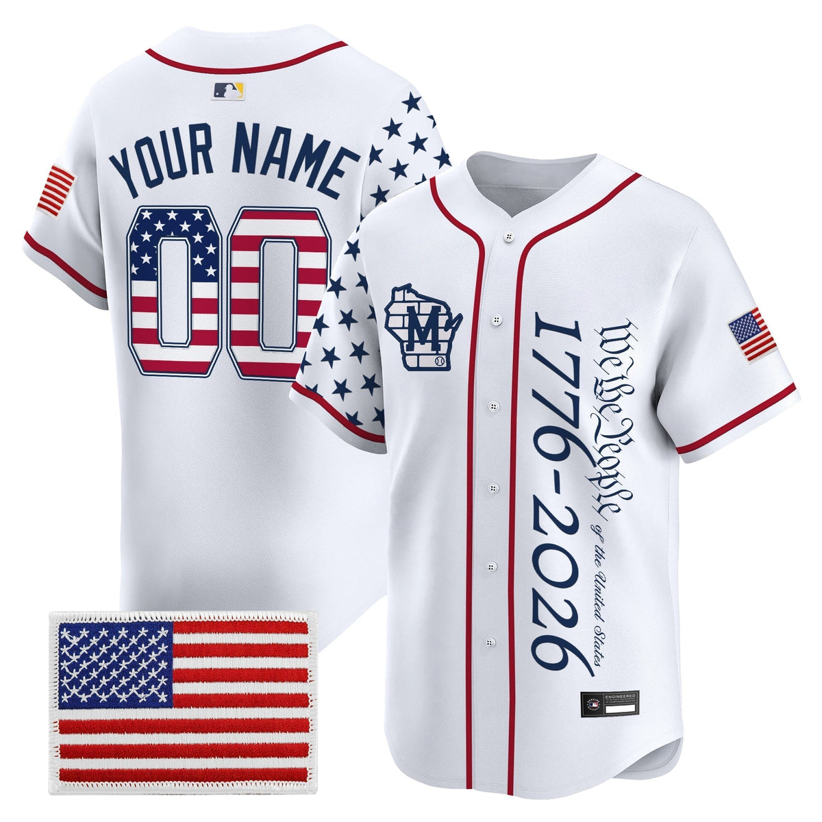 Milwaukee Brewers "America 250 Edition" Vapor Premier Limited Custom Jersey V2 - All Stitched