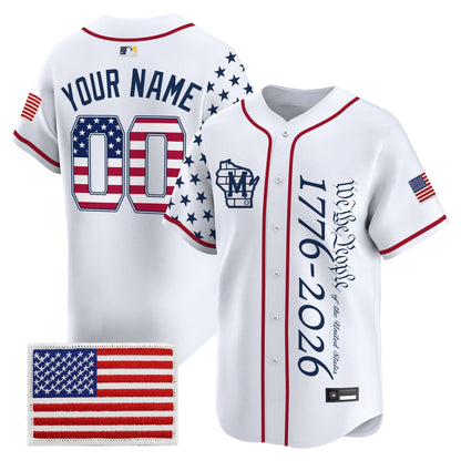 Milwaukee Brewers "America 250 Edition" Vapor Premier Limited Custom Jersey V2 - All Stitched