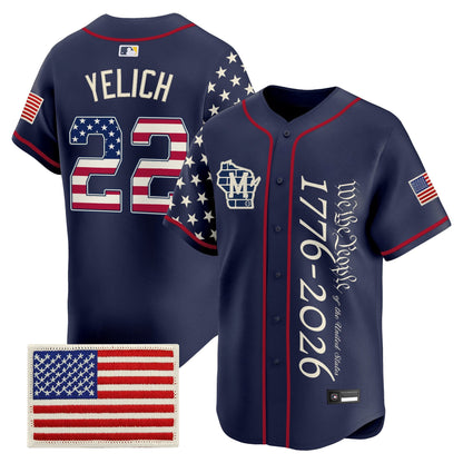Men's Milwaukee Brewers "America 250 Edition" Vapor Premier Limited Jersey V2 - All Stitched