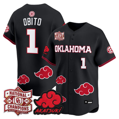 Oklahoma Sooners 2026 National Champions Patch x Naruto "Akatsuki Edition" Vapor Premier Limited Jersey - All Stitched