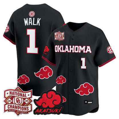 Oklahoma Sooners 2026 National Champions Patch x Naruto "Akatsuki Edition" Vapor Premier Limited Jersey - All Stitched
