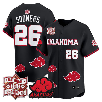 Oklahoma Sooners 2026 National Champions Patch x Naruto "Akatsuki Edition" Vapor Premier Limited Jersey - All Stitched
